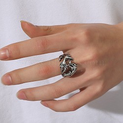 304 Stainless Steel Finger Rings for Men, Dragon, Antique Silver, US Size 7(17.3mm)(FS-WG003D1-01)