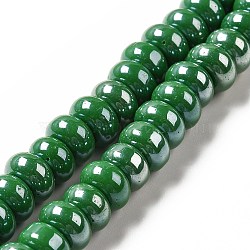 Handmade Lampwork Beads Strands, Rondelle, Sea Green, 9~10x4.5~5mm, Hole: 2.5~3mm, about 68~71pcs/strand, 14.17~16.14 inch(36~41cm)(LAMP-G156-20C)