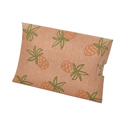 Paper Pillow Boxes, Gift Candy Packing Box, Pineapple Pattern, BurlyWood, Box: 12.5x7.6x1.9cm, Unfold: 14.5x7.9x0.1cm(CON-L020-08B)