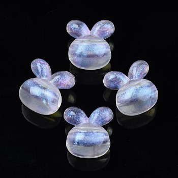 Transparent Acrylic Beads, Glitter Powder, Rabbit, Clear, 16x15x12mm, Hole: 2mm