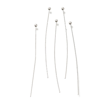 Brass Ball Head Pins, Lead Free & Cadmium Free, 925 Sterling Silver Plated, 45x0.6mm, Head: 2mm