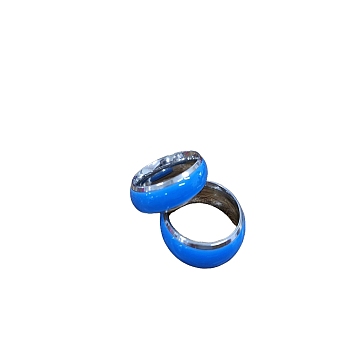 Luminous 304 Stainless Steel Flat Plain Band Finger Ring, Glow In The Dark Jewelry for Men Women, Light Sky Blue, US Size 7(17.3mm)