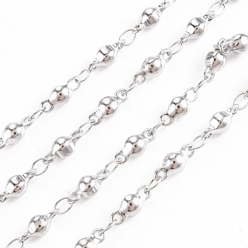 201 Stainless Steel Flat Round & Oval Link Chains, Soldered, Stainless Steel Color, 8x3x3mm, about 3.28 Feet(1m)/Strand