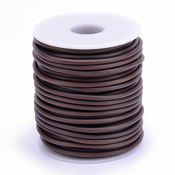 PVC Tubular Solid Synthetic Rubber Cord, Wrapped Around White Plastic Spool, No Hole, Saddle Brown, 5mm, about 10.93 yards(10m)/roll