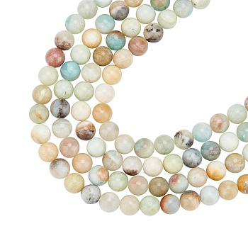 Natural Flower Amazonite Beads Strands, Round, 8mm, Hole: 1.2mm, about 48pcs/strand, 15.5 inch