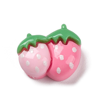 Forest Theme Opaque Resin Cabochons, Strawberry, 10.5x12x5.5mm