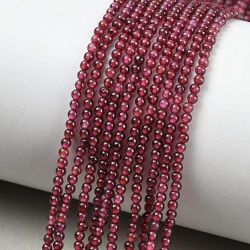 Natural Garnet Beads Strands, Smooth Round, 2mm, Hole: 0.5mm, about 206pcs/strand, 15.16''(38.5cm)