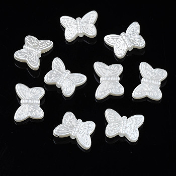 ABS Plastic Imitation Pearl Beads, Butterfly, Seashell Color, 11x14.5x4mm, Hole: 2mm