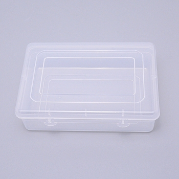 Transparent Plastic Bead Containers, with Hinged Lids, for Beads and More, Rectangle, Clear, 16.2x11.45x5.15cm