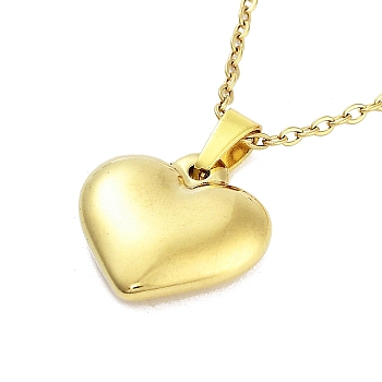 Heart 304 Stainless Steel Pendant Necklaces, Cable Chains Necklaces for Women, Real 18K Gold Plated, 15.75 inch(40cm), pendant: 16.5x16mm
