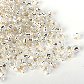 MGB Matsuno Glass Beads, Japanese Seed Beads, 12/0 Silver Lined Glass Round Hole Rocailles Seed Beads, Clear, 2x1mm, Hole: 0.5mm, about 1960pcs/20g