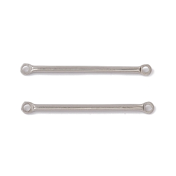 304 Stainless Steel Connector Charms, Bar Shape, Stainless Steel Color, 40x2.5x1.5mm, Hole: 1.4mm