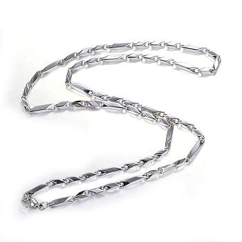 201 Stainless Steel Link Chain Necklaces, with Lobster Claw Clasps, Stainless Steel Color, 23.62 inch(60cm)