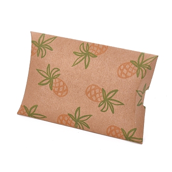 Paper Pillow Boxes, Gift Candy Packing Box, Pineapple Pattern, BurlyWood, Box: 12.5x7.6x1.9cm, Unfold: 14.5x7.9x0.1cm