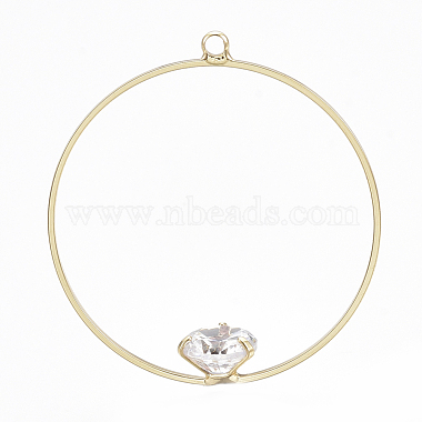 Real Gold Plated Clear Ring Brass+Cubic Zirconia Pendants