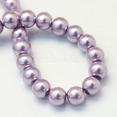 Baking Painted Pearlized Glass Pearl Round Bead Strands(HY-Q330-8mm-44)-3