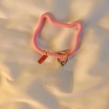 Pearl Pink Cat Shape Silicone Mobile Straps
