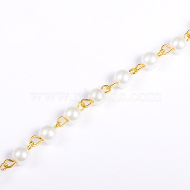 Handmade Round Glass Pearl Beads Chains for Necklaces Bracelets Making(X-AJEW-JB00036-01)-1