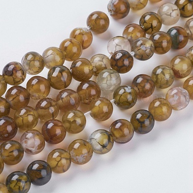 6mm Olive Round Dragon Veins Agate Beads