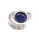 Oval Natural Lapis Lazuli Cuff Ring(RJEW-I079-01F)-2