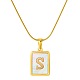 Stainless Steel Snake Bone Chain Alphabet Necklace with Shell Pendant(WD3660-19)-1