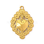 304 Stainless Steel Pendants, Hand Polished Sacred Heart Charm, Ion Plating(IP), Long-Lasting Plated, Real 18K Gold Plated, 35x24mm,Hole:2.10mm(STAS-OY016-08G)