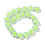 Glass Imitation Jade Beads Strands, Hand Painted Beads, with Enamel, Star, Green Yellow, 21.5x22x11mm, Hole: 1.3mm, about 20pcs/strand, 14.96 inch(38cm)(GLAA-L047-05A)