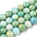 Ombre Effect Dyed Crackle Glass Beads, Imitation Jade, Round, Dark Sea Green, 10mm, Hole: 1.5mm(X1-GLAA-T031-10mm-01R)
