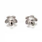 Non-Tarnish 5-Petal 201 Stainless Steel Bead Caps, Flower, Stainless Steel Color, 7.5x8x2.3mm, Hole: 1.2mm(STAS-I176-11P-A)