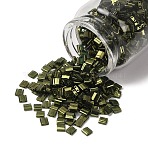 MIYUKI TILA Beads, Japanese Seed Beads, 2-Hole, (TL306) Olive Gold Luster, 5x5x1.9mm, Hole: 0.8mm, about 5900pcs/500g(SEED-MY05-TL306)