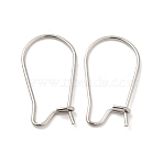 Tarnish Resistant 316 Surgical Stainless Steel Hoop Earrings Findings Kidney Ear Wires, Stainless Steel Color, 21 Gauge, 20x11mm, Pin: 0.7mm(STAS-E009-6)