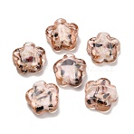 Handmade Gold Sand Lampwork Beads, Plum Blossom with Leopard Print, PeachPuff, 14.5~15x15~16x6~7.5mm, Hole: 1mm(LA-T032-02A)