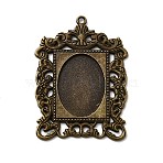 Rectangle Tibetan Style Alloy Big Pendant Cabochon Settings, Lead Free & Nickel Free & Cadmium Free, Antique Bronze, Oval Tray: 25x18mm, 50x35.5x2mm, Hole: 2mm, about 105pcs/1000g(PALLOY-K109-77AB-NR)