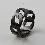 201 Stainless Steel Chains Hollow Finger Ring for Men, Electrophoresis Black, Inner Diameter: 18mm(RJEW-WH0011-15A)
