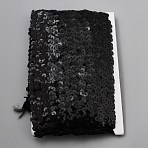 Polyester & Plastic Paillette Beads, Sequins Beads, Ornament Accessories, Black, 35~38mm, about 5yard/card(OCOR-WH0086-62C)