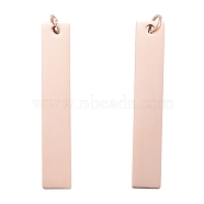 201 Stainless Steel Pendants, Manual Polishing, Rectangle, Stamping Blank Tag, Rose Gold, 40x7x1.5mm, Hole: 3mm(STAS-S105-T604D-3)