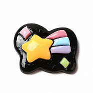 Opaque Resin Cabochons, Cloud, Black, Star Pattern, 17x21x6.5mm(RESI-F038-05)