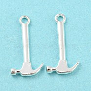 Tibetan Style Alloy Tool Pendants, Lead Free & Cadmium Free, Hammer, Silver Color Plated, 25x13x2mm, Hole: 2mm(TIBEP-LF11041Y-S-LF)