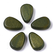 Painted Natural Wood Beads, Teardrop, Olive Drab, 18x12x5.5mm, Hole: 1.5mm(WOOD-R265-04C)