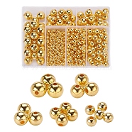 497Pcs 5 Style ABS Plastic Beads, Round, Golden Plated, 4~12x3.5~11.5mm, Hole: 1.2~2mm(OACR-YW0001-10A)