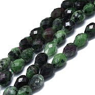 Natural Ruby in Zoisite Beads Strands, Faceted, Teardrop, 8x6mm, Hole: 1mm, about 38pcs/strand, 15.35 inch(39cm)(G-K245-S01-01)