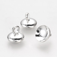 Brass Bead Cap Pendant Bails, for Globe Glass Bubble Cover Pendants, Silver Color Plated, 6.5x6mm, Hole: 3mm(KK-R015-116S)