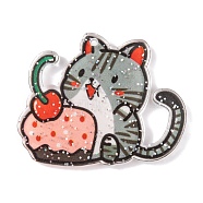 Cat Theme Acrylic Pendants, Cup Cake, 31.5x39x2.5mm, Hole: 1.7mm(MACR-U003-03A)