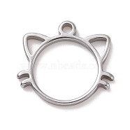 304 Stainless Steel Charms, Cat Head Charms, Stainless Steel Color, 10x11x1mm, Hole: 1mm(STAS-G287-09P)