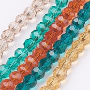 Eco-Friendly Glass Round Beads Strands, Faceted(32 Facets), Mixed Color, 6mm, Hole: 1.2mm, about 88~91pcs/strand, 19.49 inch~20.08 inch(49.5~51cm)(EGLA-J042-6mm-M02)