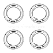 4Pcs Smooth 304 Stainless Steel Spring Gate Rings, O Rings, Snap Clasps, Stainless Steel Color, 9 Gauge, 15x3mm(STAS-UN0041-72)