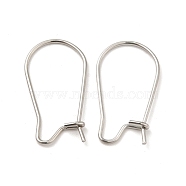 316 Surgical Stainless Steel Hoop Earrings Findings Kidney Ear Wires, Stainless Steel Color, 21 Gauge, 20x11mm, Pin: 0.7mm(STAS-E009-6)