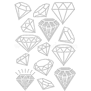 Glass Hotfix Rhinestone, Iron on Appliques, Costume Accessories, for Clothes, Bags, Pants, Diamond Pattern, 297x210mm(DIY-WH0303-038)