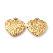 Ion Plating(IP) 304 Stainless Steel Pendants, Heart Charm, Real 14K Gold Plated, 15x15x3mm, Hole: 1.5mm(STAS-C070-20G)