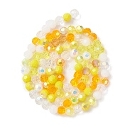 Electroplate Glass Beads Strands, Faceted(32 Facets), Half AB Color Plated, Round, Yellow, 6x5mm, Hole: 1.4mm, about 100pcs/strand, 20.87''(53cm)(EGLA-YW0002-A07)